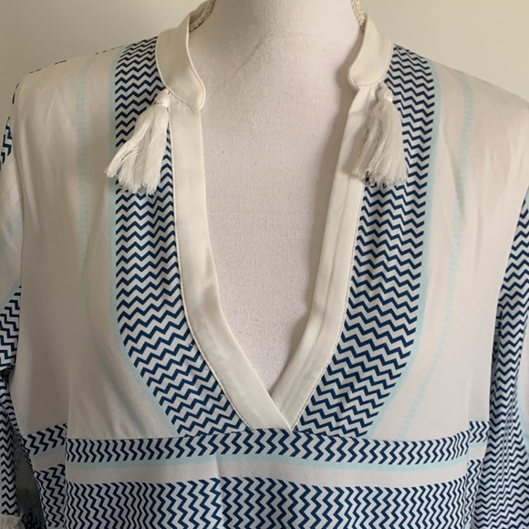 Mazik midi two tier blue & white dress size small - Picture 2 of 11